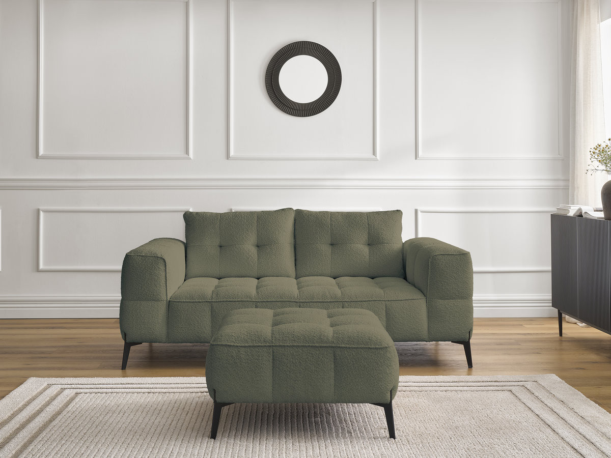 Canapé droit 2 places ANIS bouclette avec pouf vert — vue 6