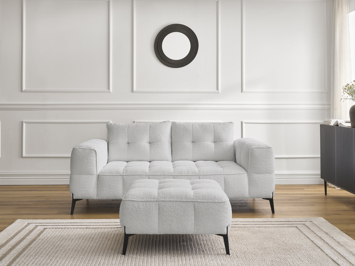 Canapé droit 2 places ANIS bouclette avec pouf gris clair — vue 6
