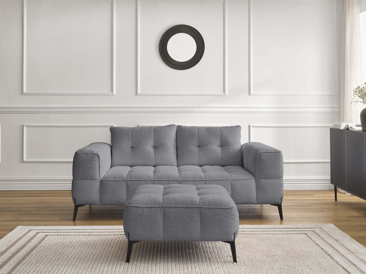 Canapé droit 2 places ANIS bouclette avec pouf gris foncé — vue 6