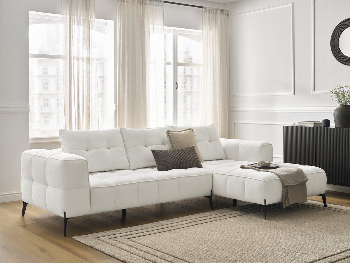 Canapé d'angle ANIS texturé blanc
