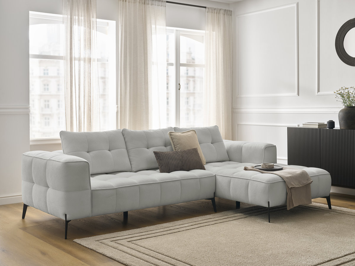 Canapé d'angle ANIS texturé gris clair