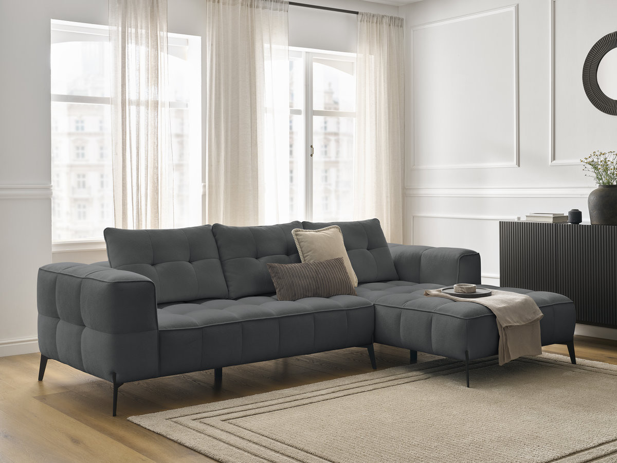 Canapé d'angle ANIS texturé gris foncé