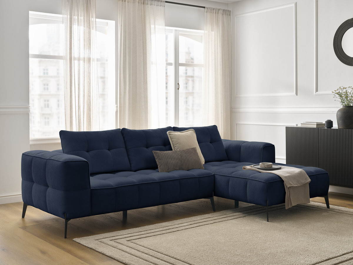 Canapé d'angle ANIS texturé bleu