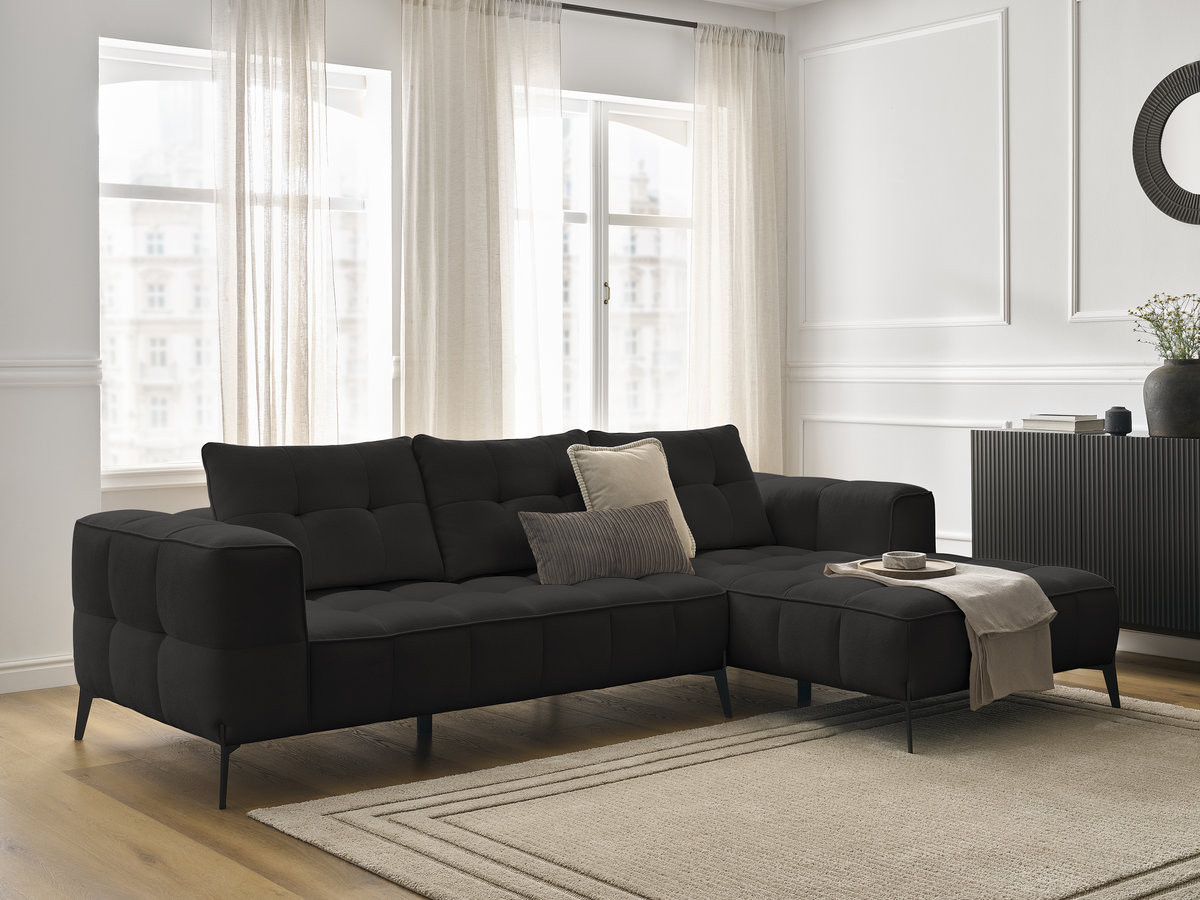 Canapé d'angle ANIS texturé noir