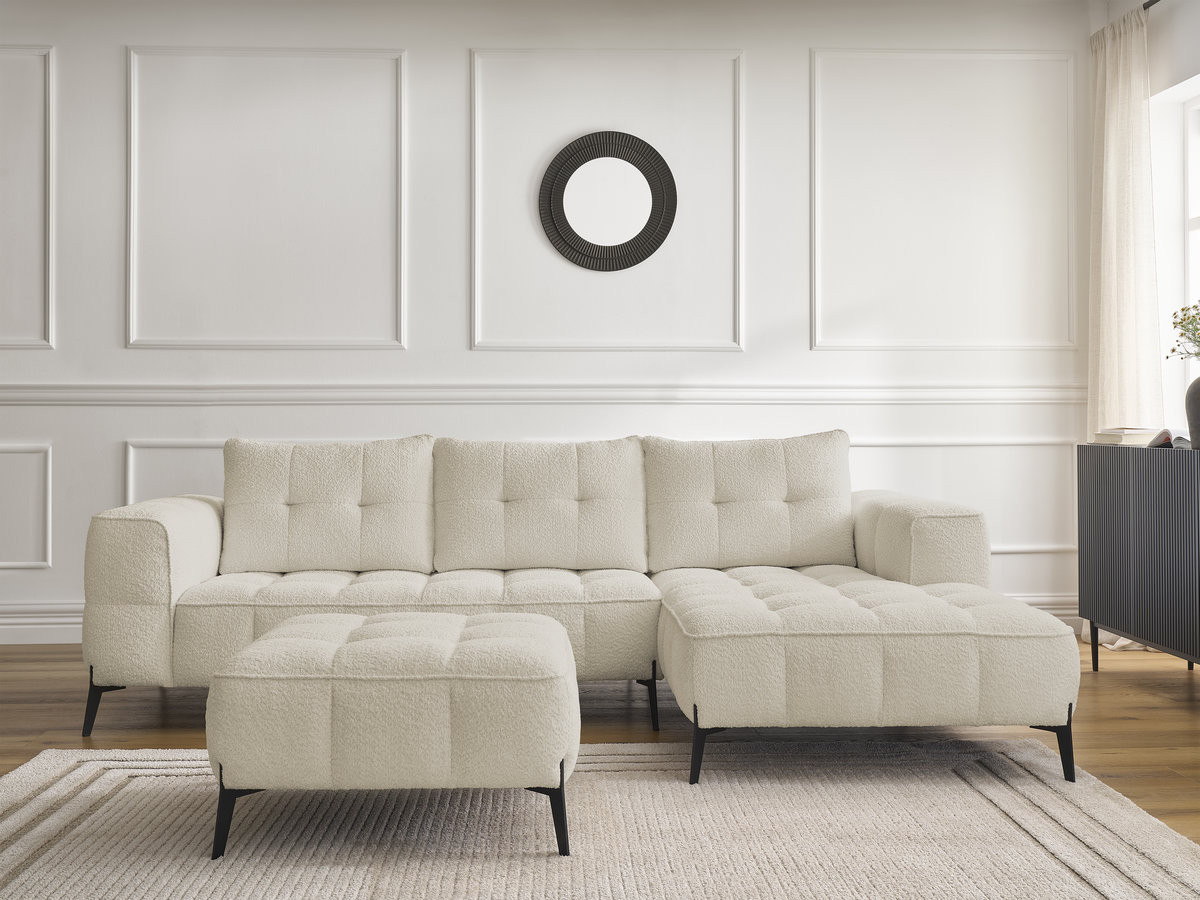 Canapé d'angle ANIS bouclette avec pouf beige — vue 5