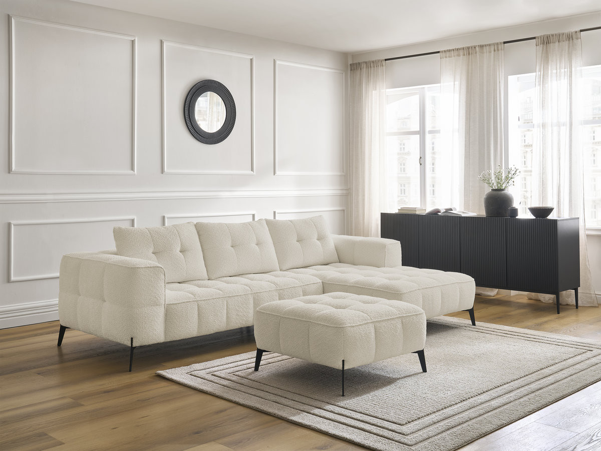 Canapé d'angle ANIS bouclette avec pouf beige — vue 6