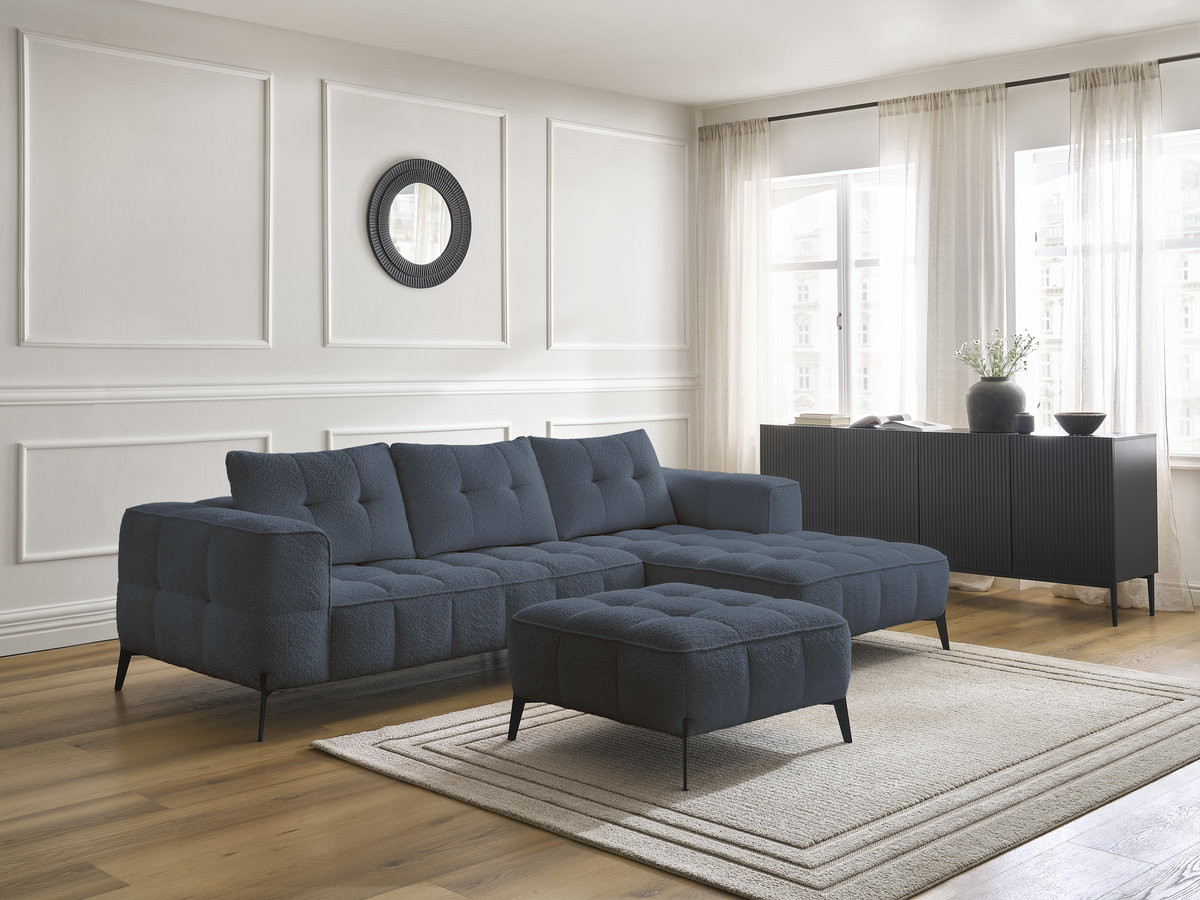 Canapé d'angle ANIS bouclette avec pouf bleu foncé — vue 6