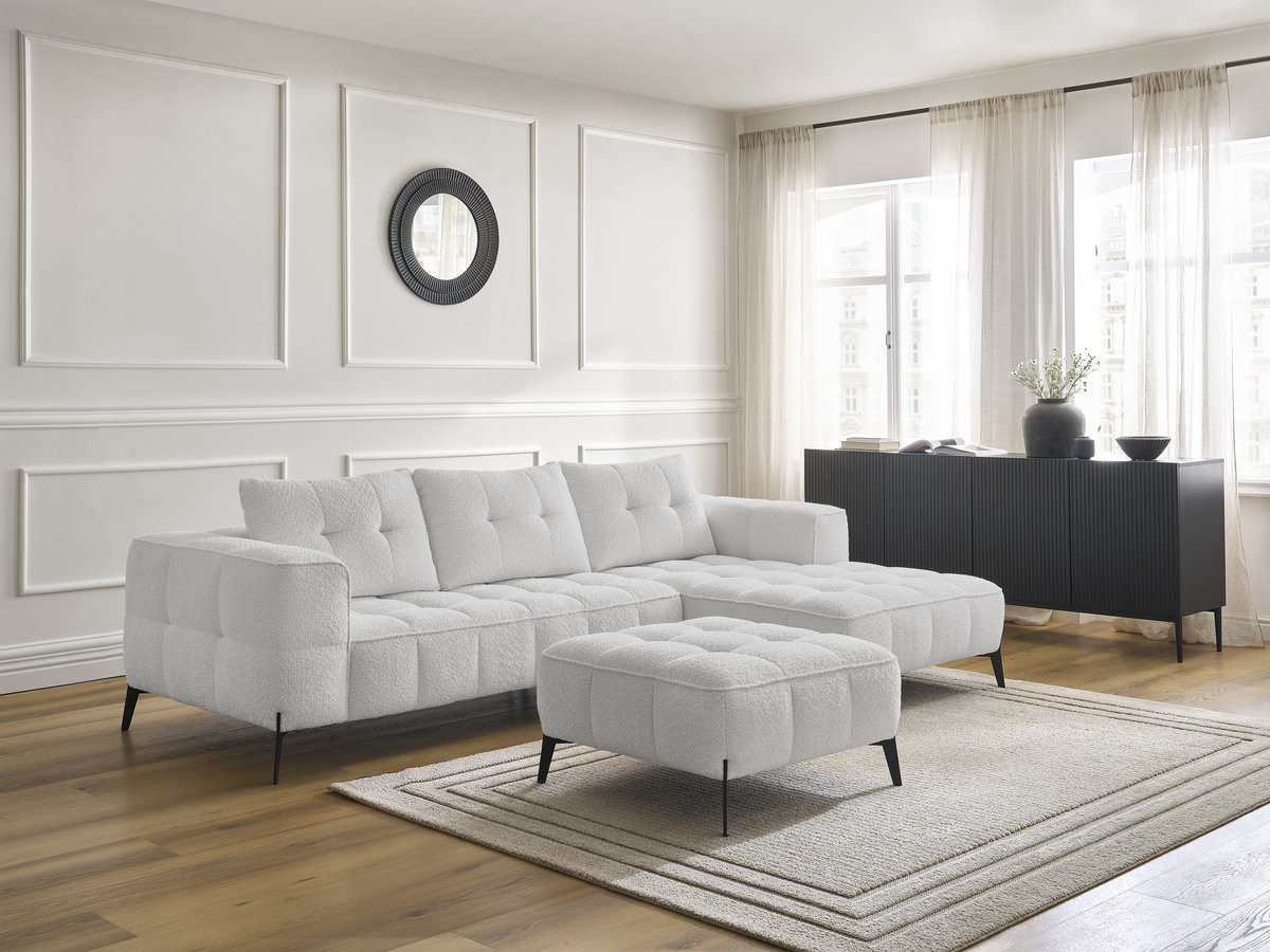 Canapé d'angle ANIS bouclette avec pouf gris clair — vue 6