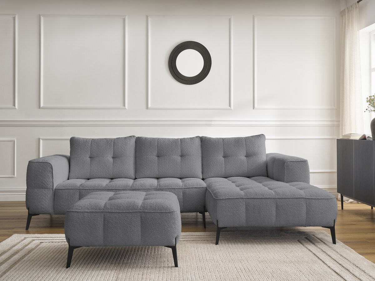 Canapé d'angle ANIS bouclette avec pouf gris foncé — vue 5