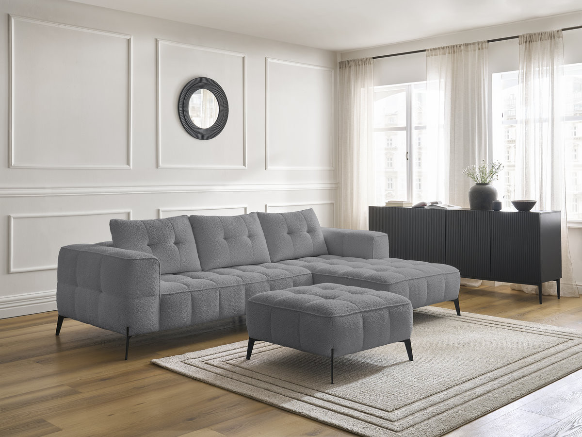 Canapé d'angle ANIS bouclette avec pouf gris foncé — vue 6