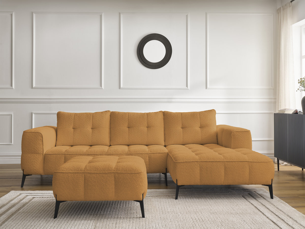 Canapé d'angle ANIS bouclette avec pouf jaune — vue 5