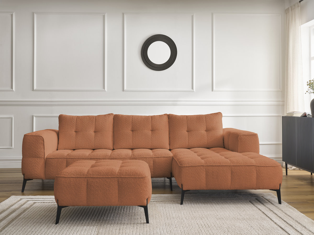 Canapé d'angle ANIS bouclette avec pouf orange — vue 5