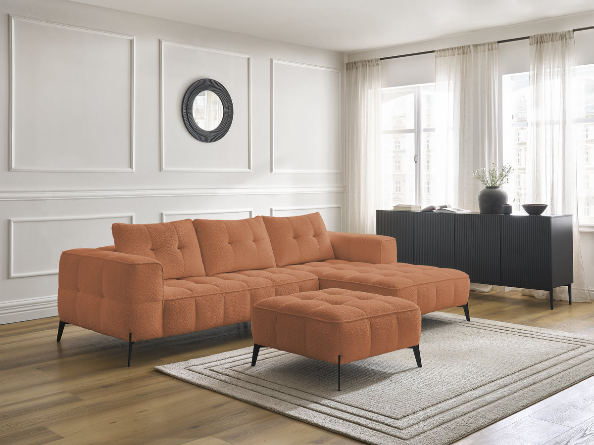 Canapé d'angle ANIS bouclette avec pouf orange — vue 6