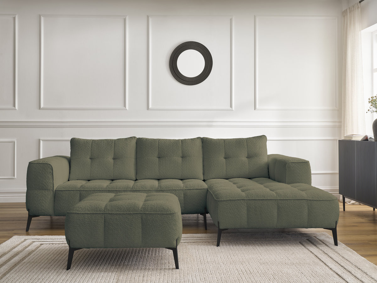 Canapé d'angle ANIS bouclette avec pouf vert — vue 5