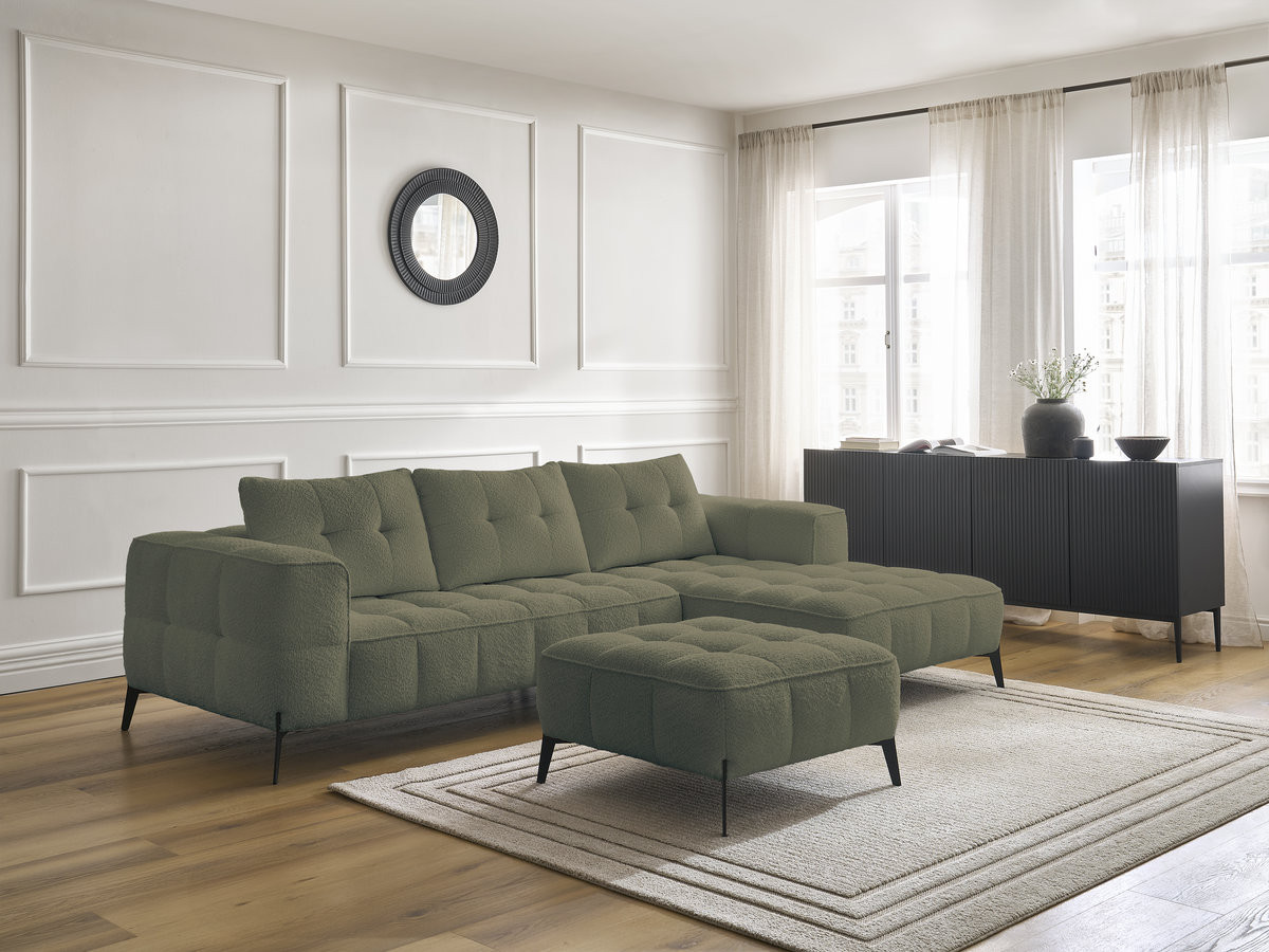 Canapé d'angle ANIS bouclette avec pouf vert — vue 6