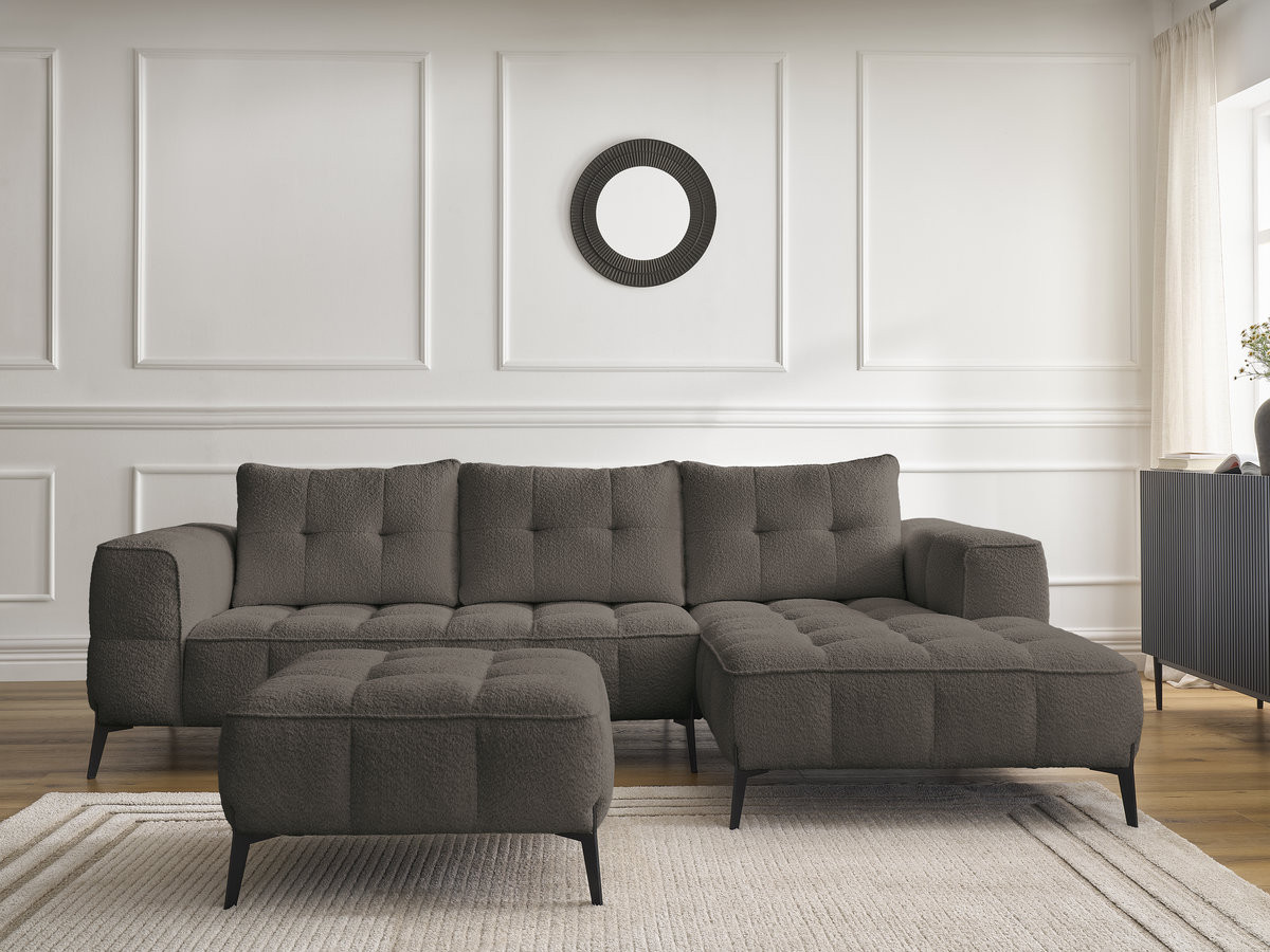 Canapé d'angle ANIS bouclette avec pouf marron — vue 5