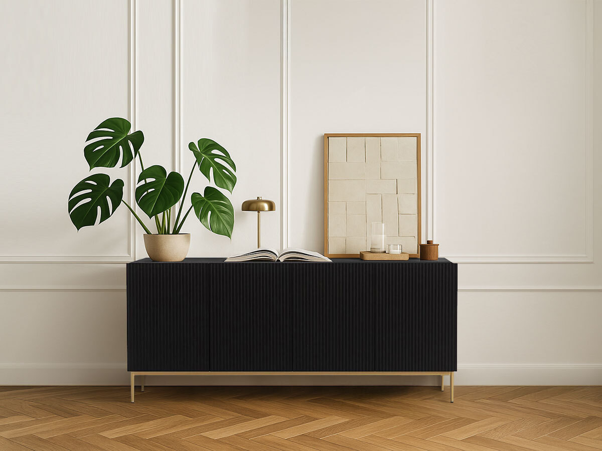 Buffet 4 portes 200 cm KASSIA pieds métal or