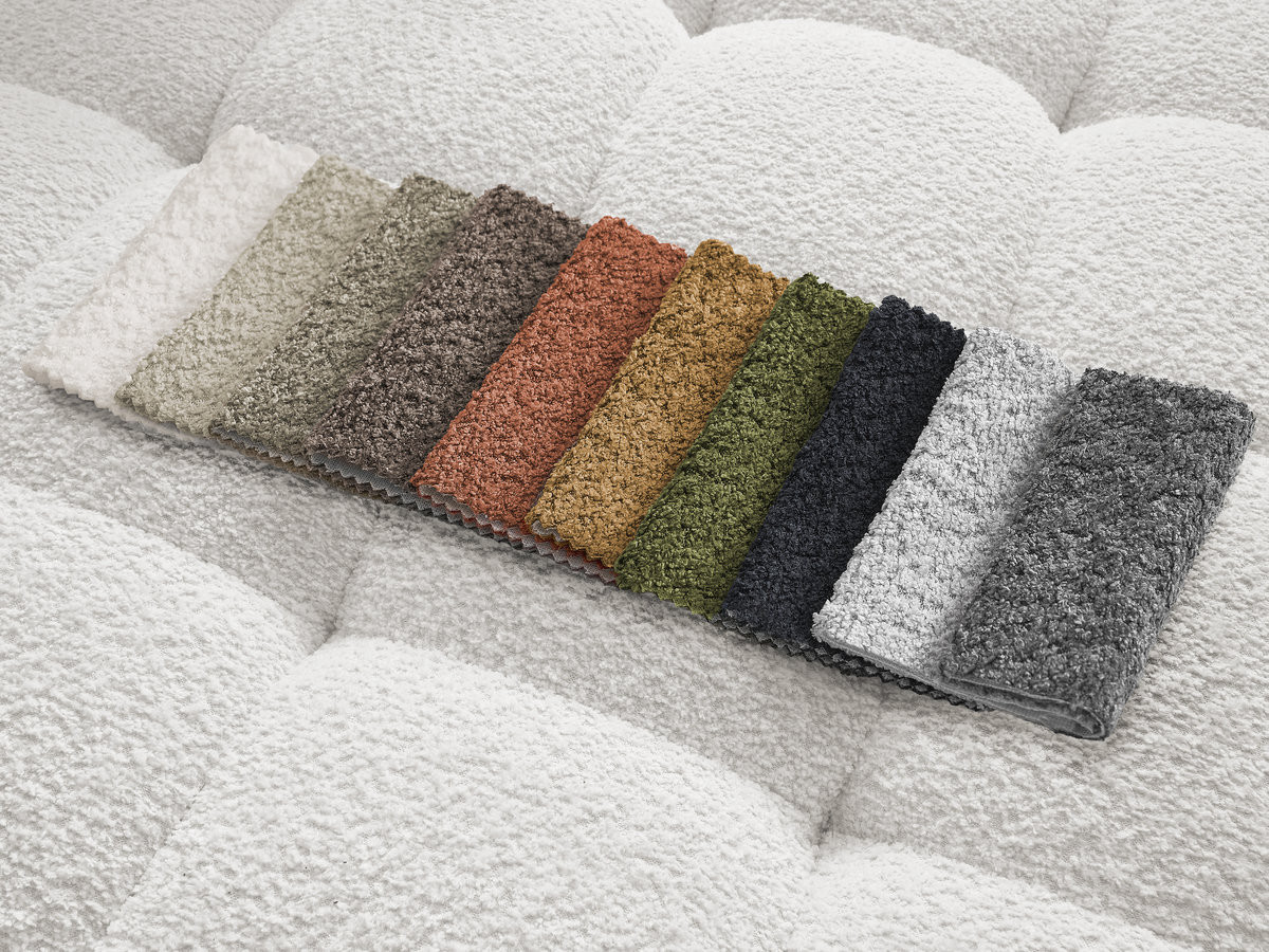 Canapé d'angle ANIS bouclette avec pouf blanc — vue 4