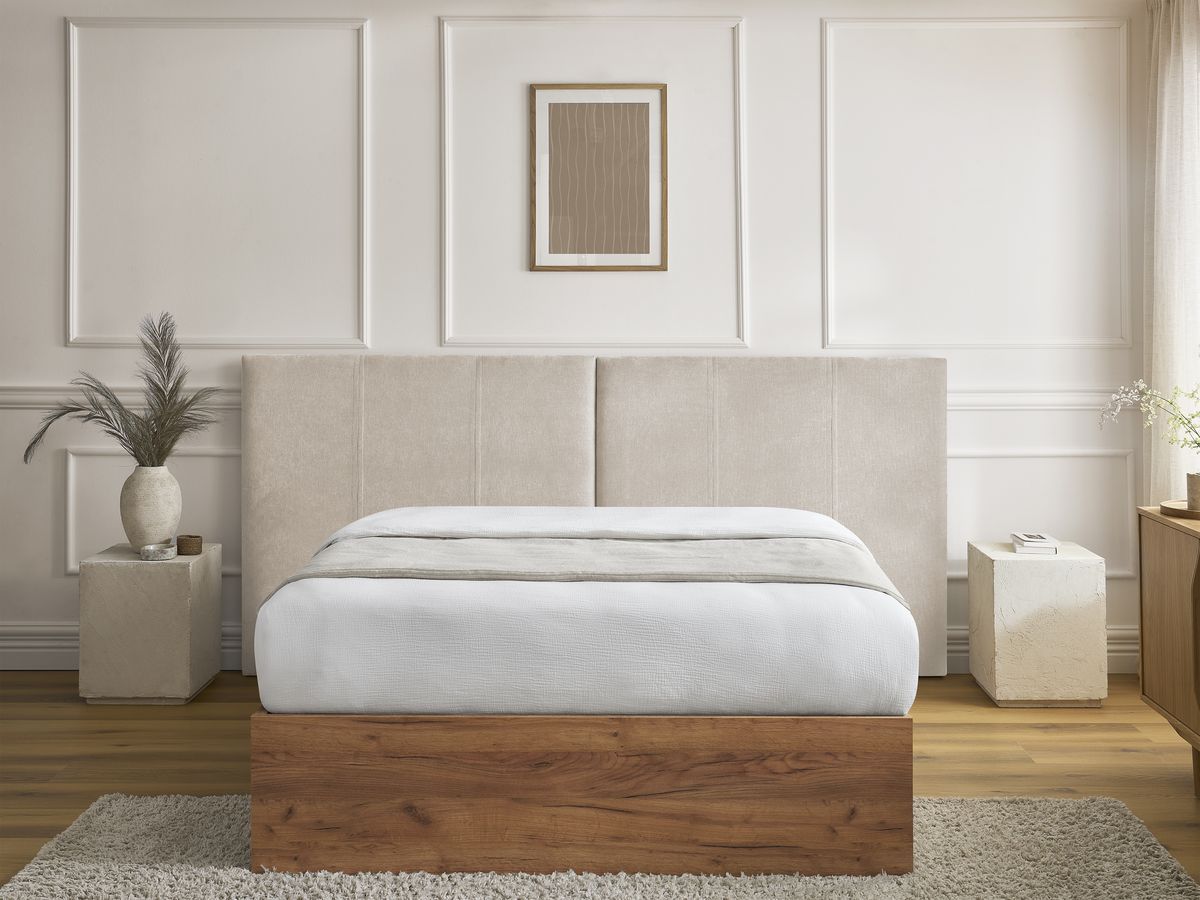 ALTIRA opbergbed in licht hout en structuurstof