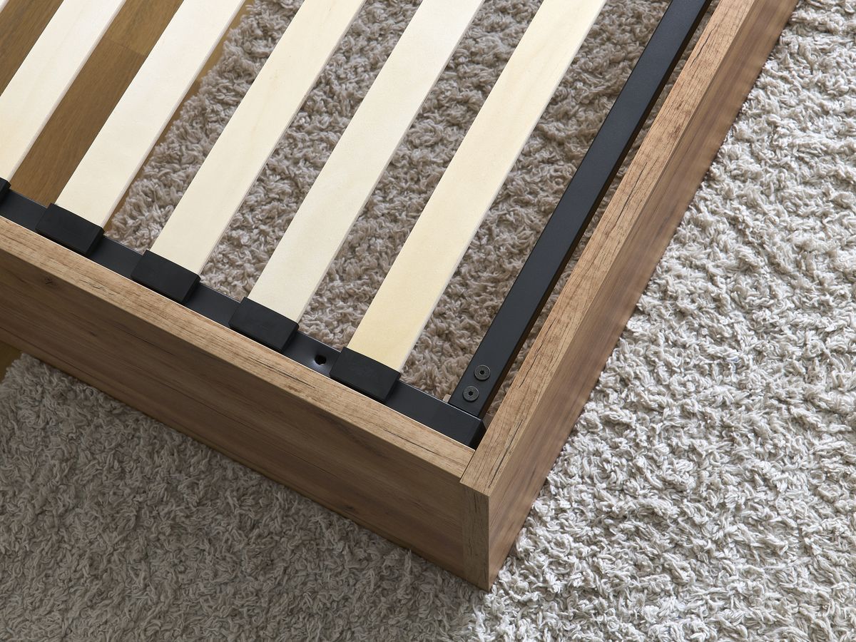 ALTIRA opbergbed in licht hout en structuurstof