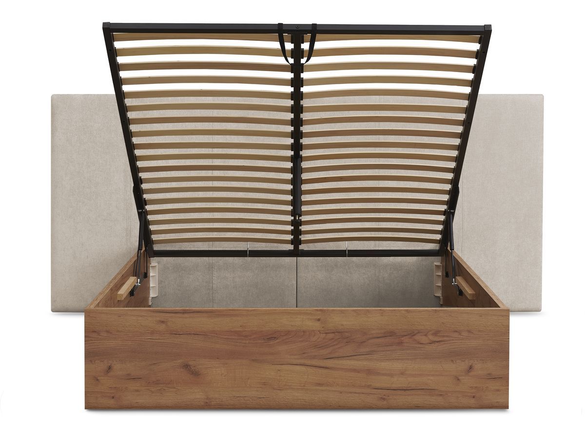 ALTIRA opbergbed in licht hout en structuurstof