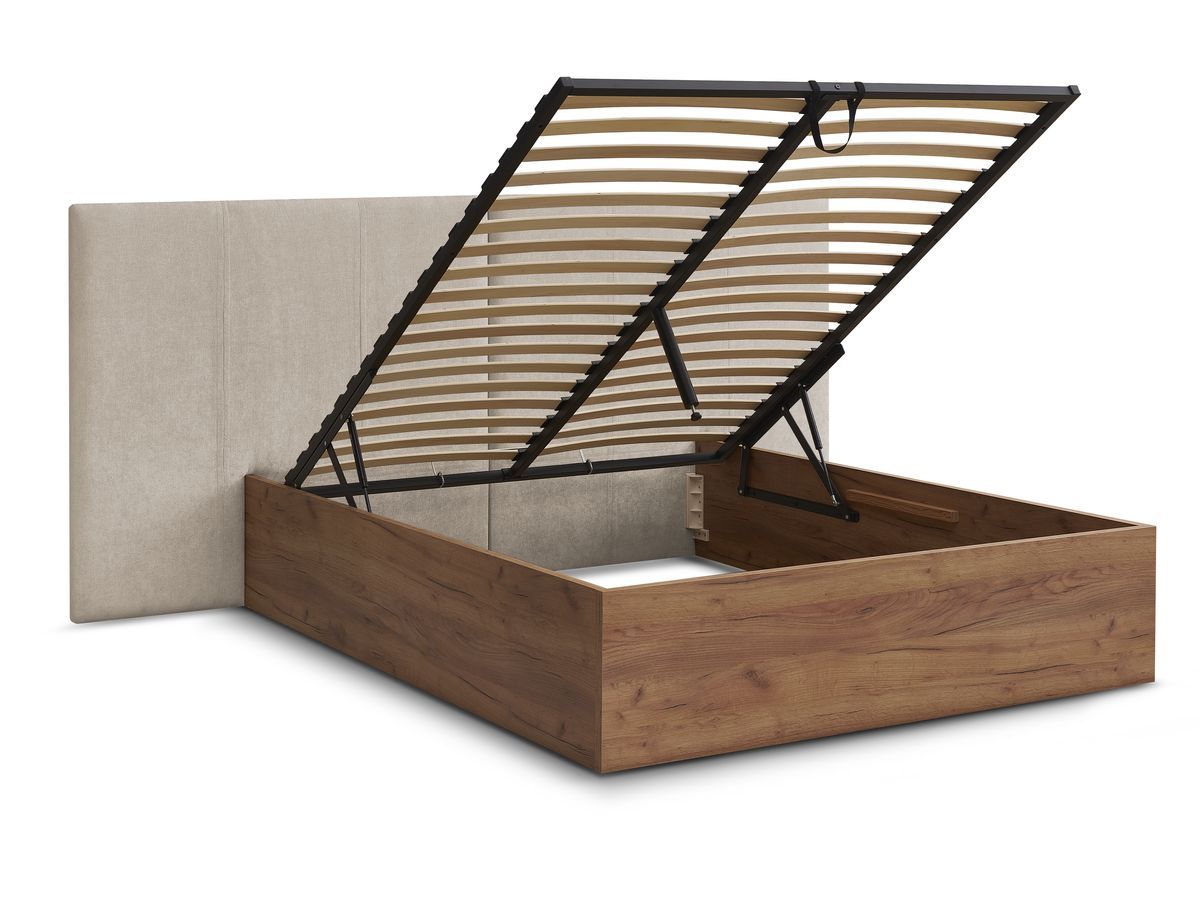 ALTIRA opbergbed in licht hout en structuurstof