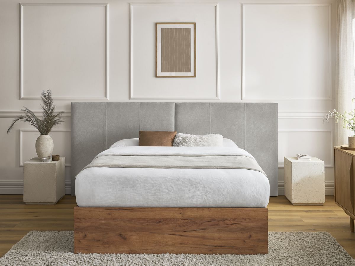 ALTIRA opbergbed in licht hout en structuurstof