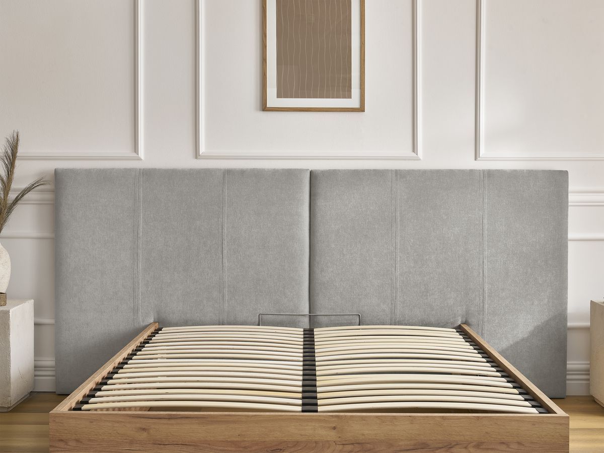 ALTIRA opbergbed in licht hout en structuurstof