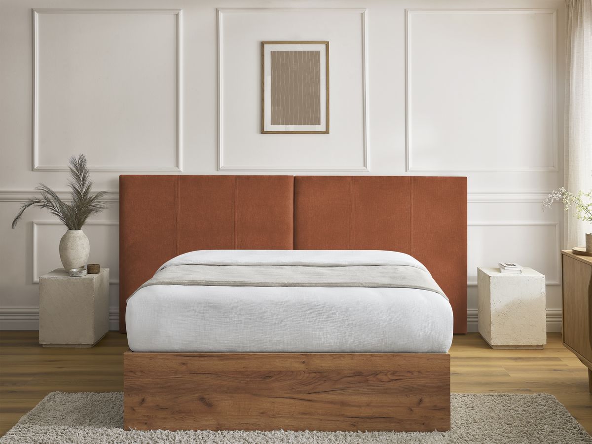 Lit coffre ALTIRA en bois clair et texturé orange — vue 4