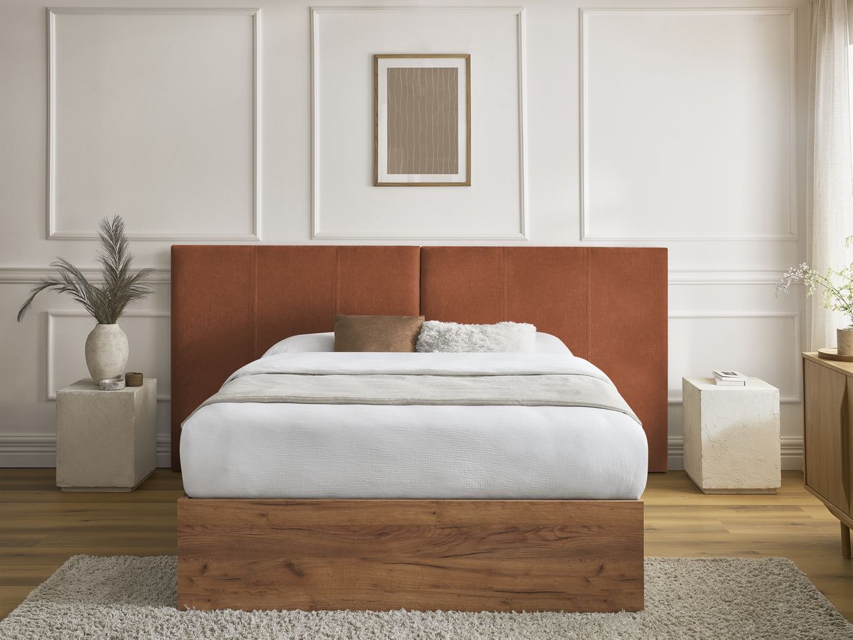 Lit coffre ALTIRA en bois clair et texturé orange — vue 5