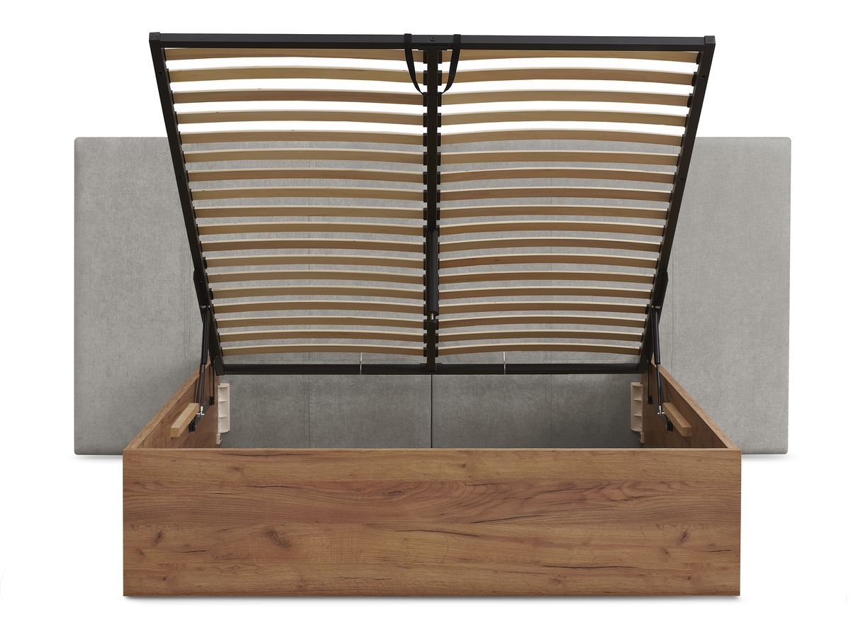 ALTIRA opbergbed in licht hout en structuurstof
