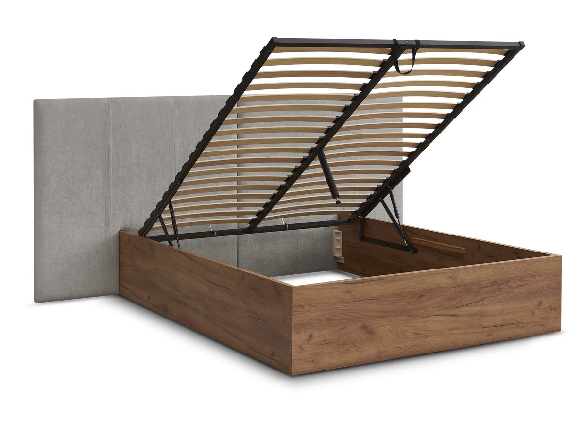 ALTIRA opbergbed in licht hout en structuurstof