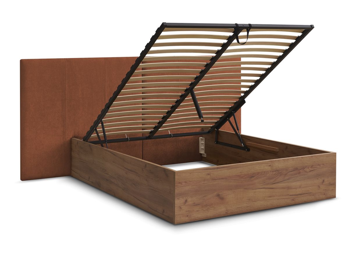 ALTIRA opbergbed in licht hout en structuurstof