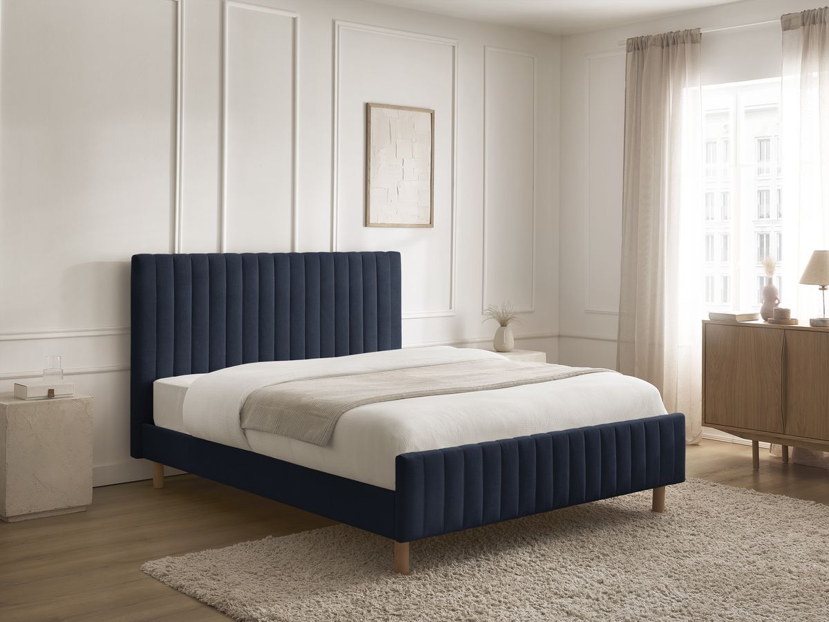 Lit ZELVA avec lattes massives bleu — vue 6