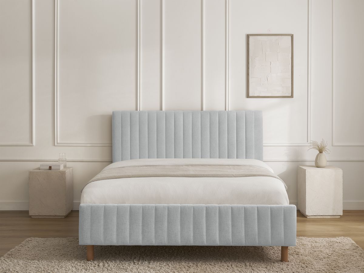 Lit ZELVA avec lattes massives gris — vue 4