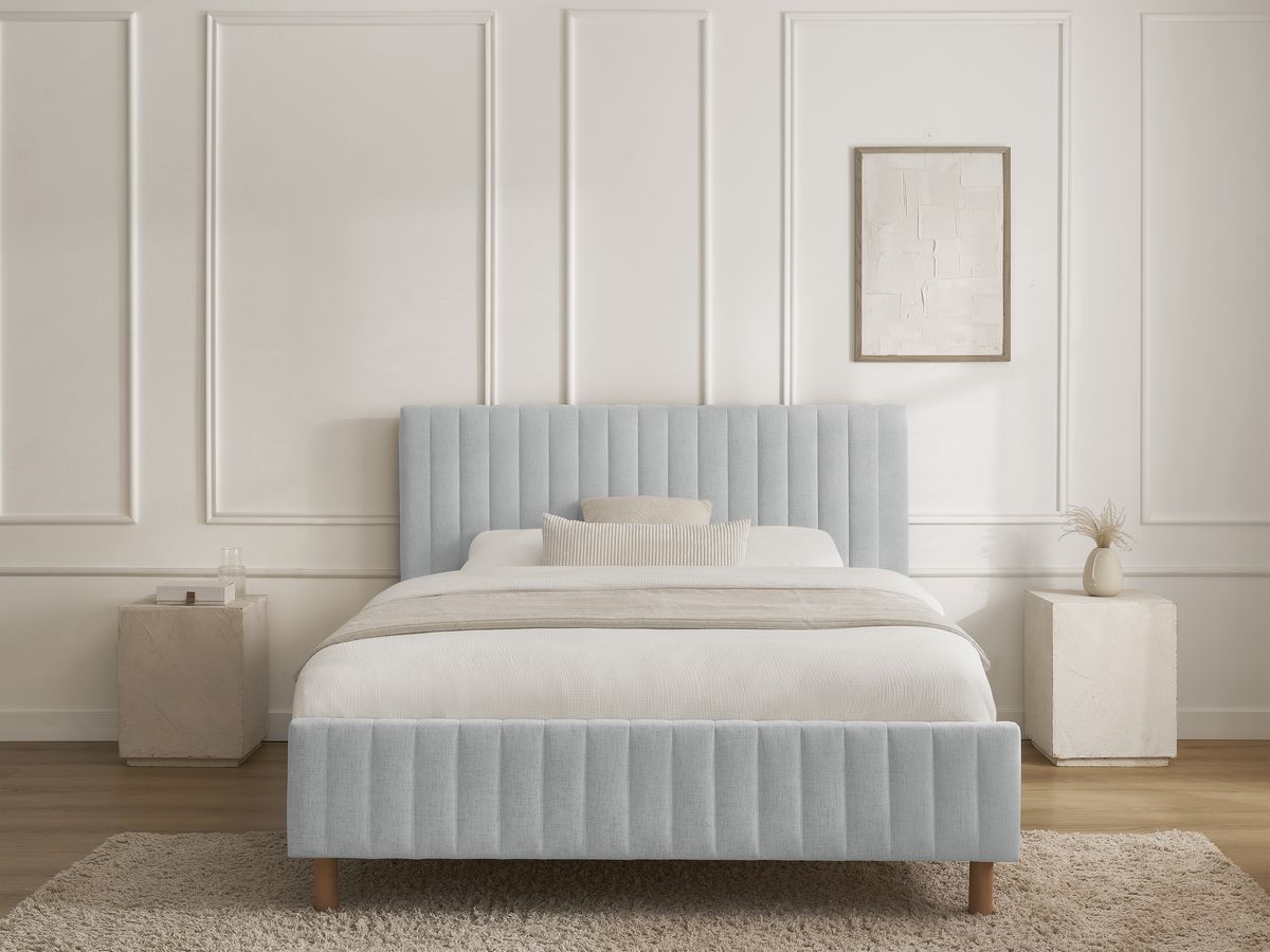 Lit ZELVA avec lattes massives gris — vue 5