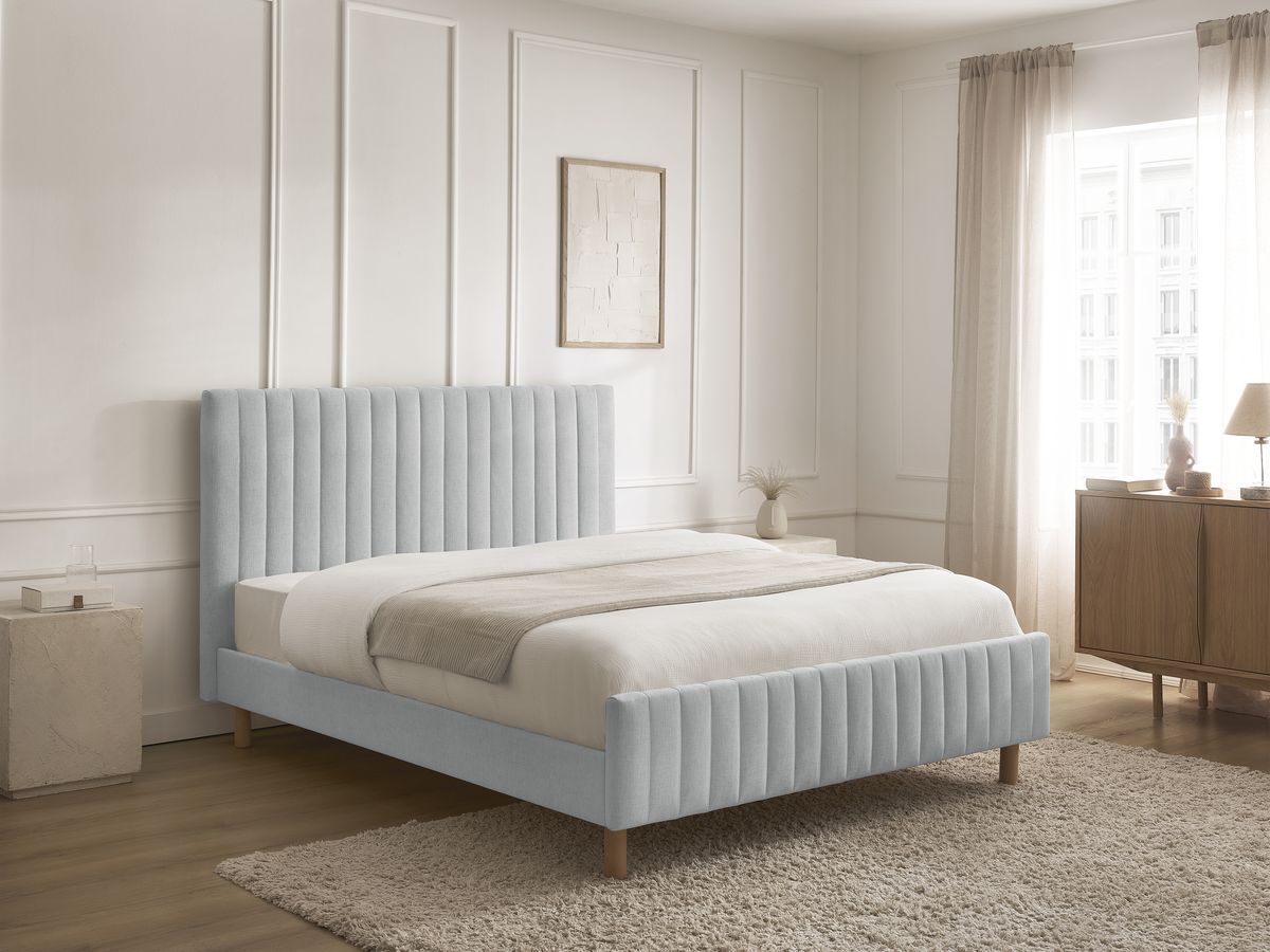 Lit ZELVA avec lattes massives gris — vue 6