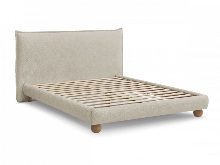 Lit IMERI tissu bouclette avec lattes massives
