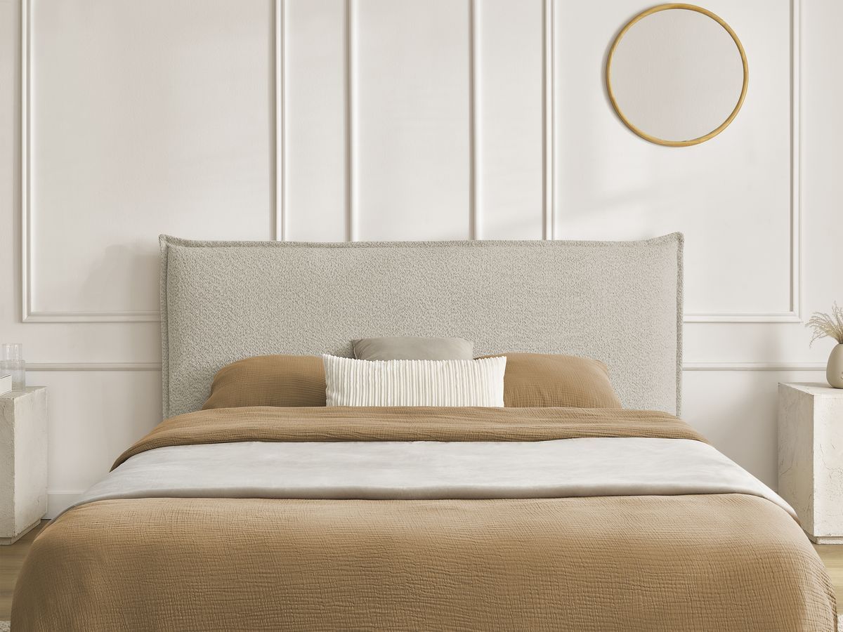Lit IMERI tissu bouclette avec lattes massives