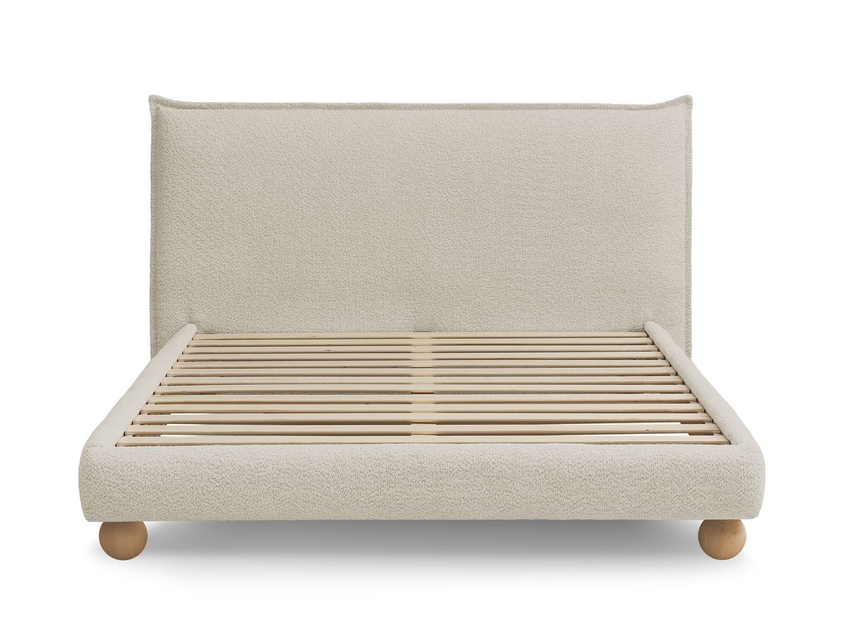 Lit IMERI tissu bouclette avec lattes massives