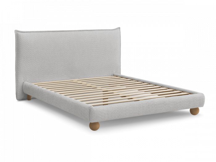 Lit IMERI tissu bouclette avec lattes massives