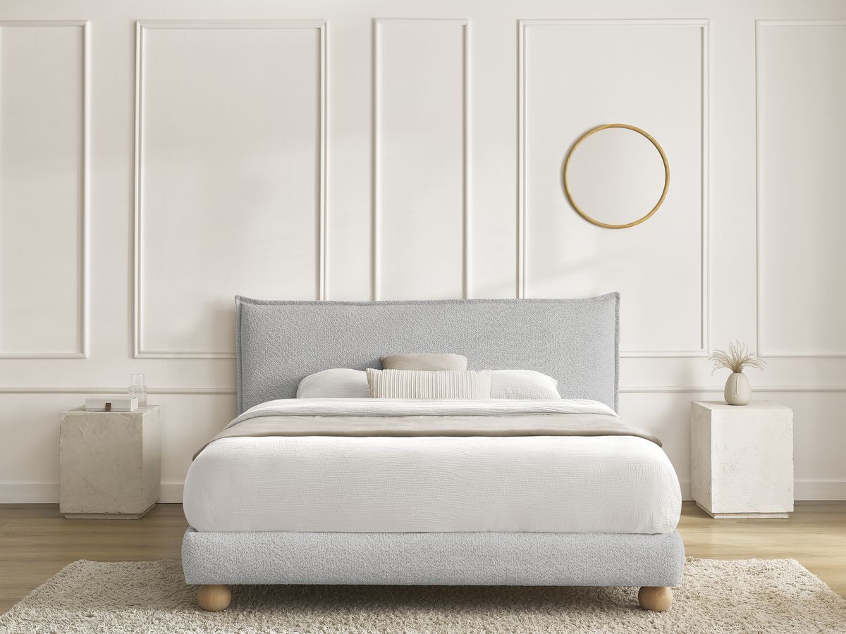 Lit IMERI bouclette avec lattes massives gris — vue 6