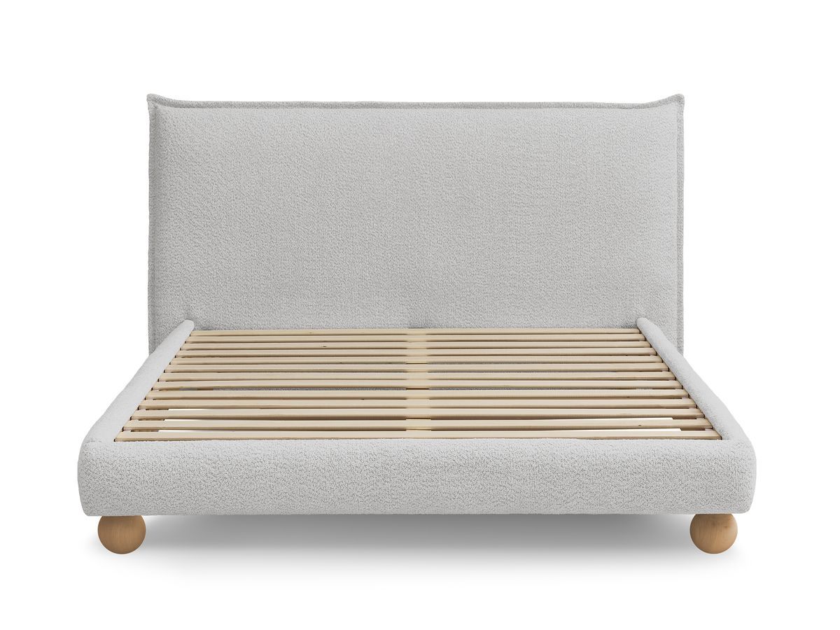 Lit IMERI tissu bouclette avec lattes massives