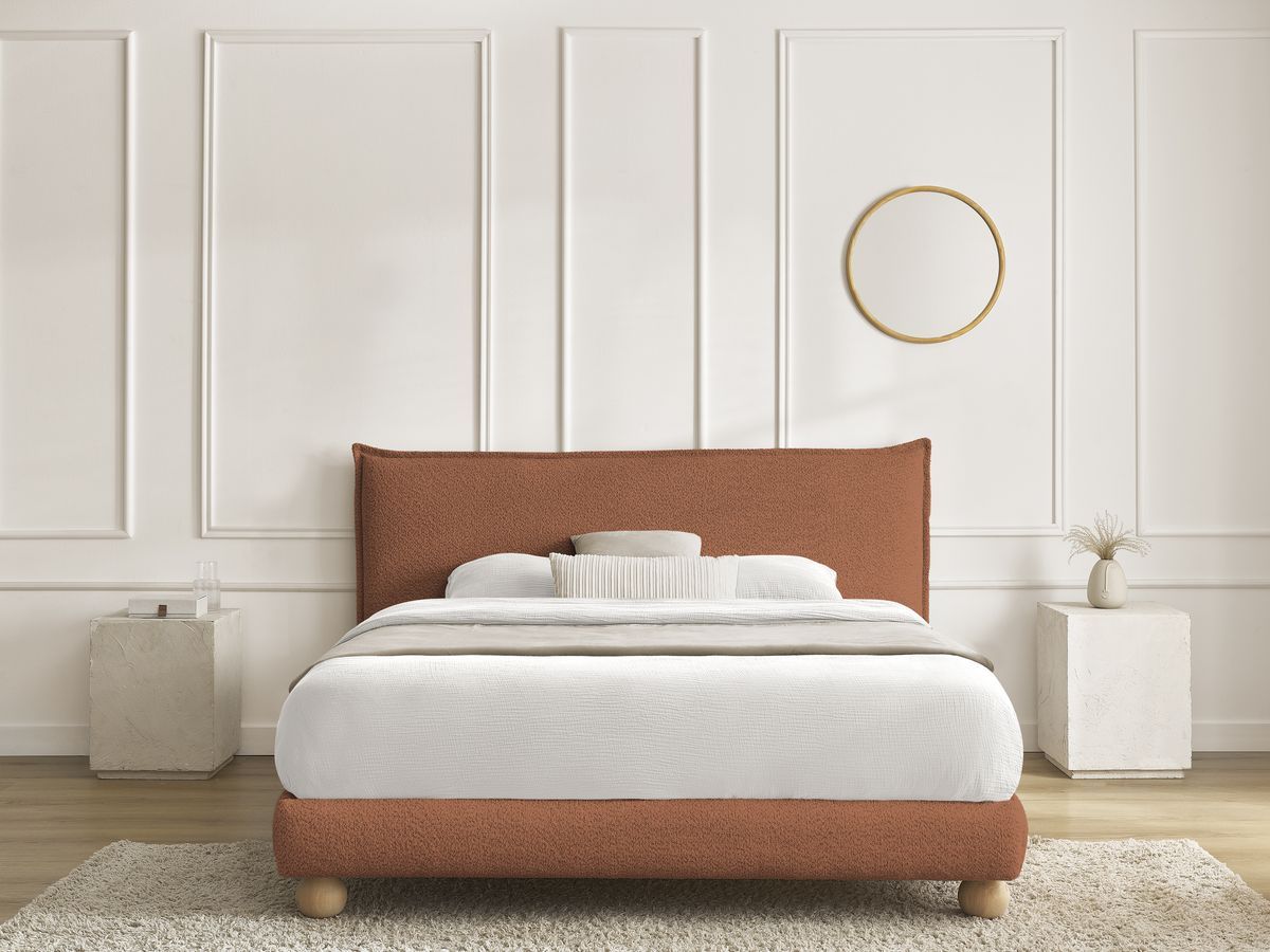 Lit IMERI bouclette avec lattes massives orange — vue 6