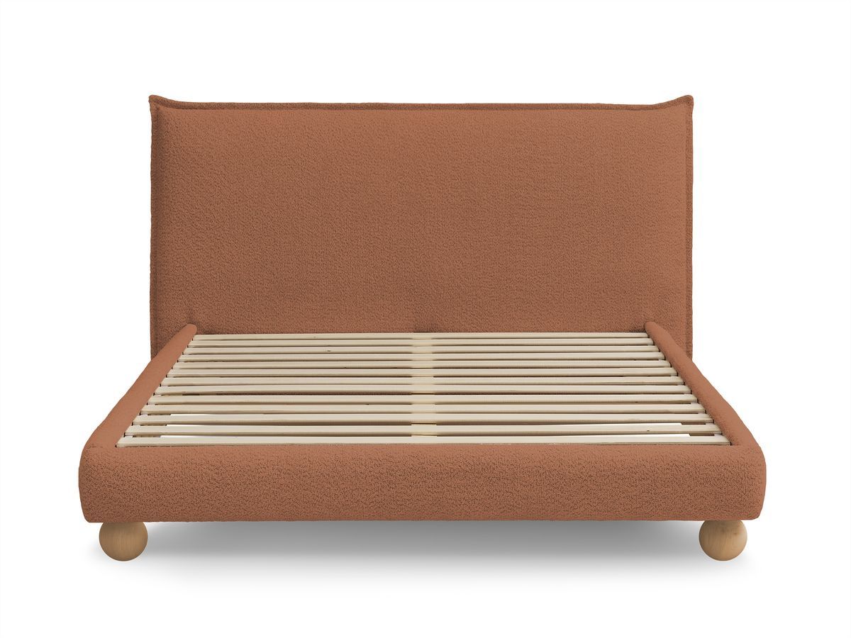 Lit IMERI tissu bouclette avec lattes massives
