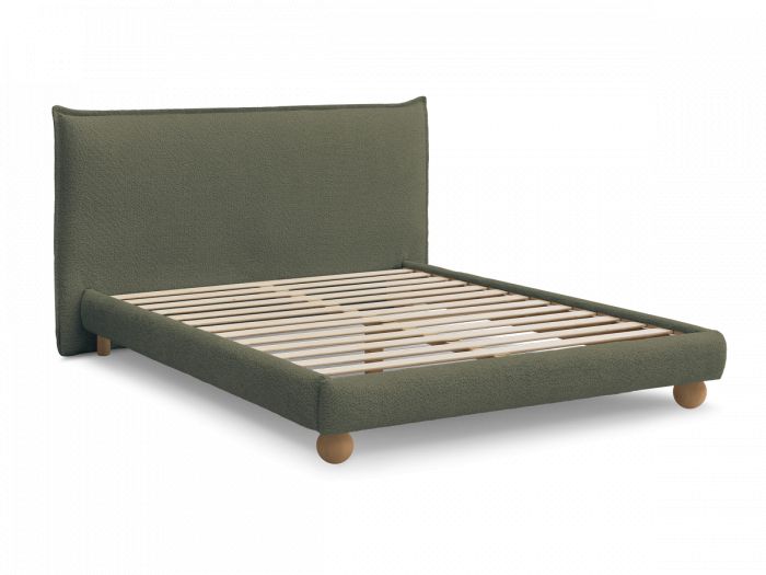 Lit IMERI tissu bouclette avec lattes massives