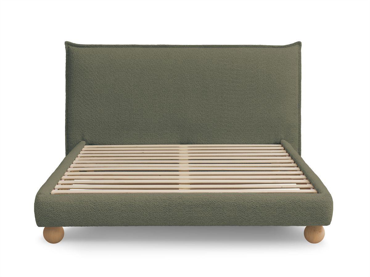 Lit IMERI tissu bouclette avec lattes massives