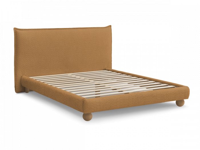 Lit IMERI tissu bouclette avec lattes massives