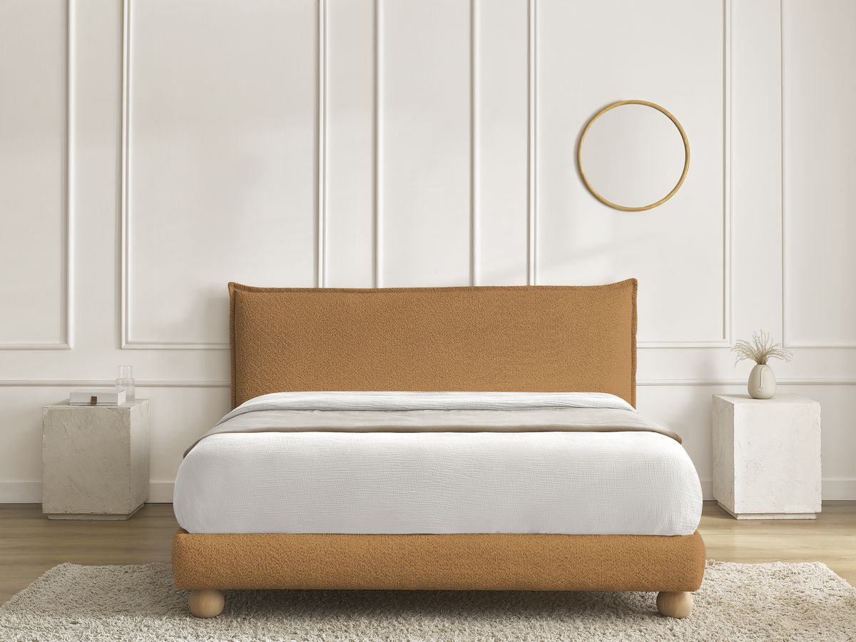 Lit IMERI bouclette avec lattes massives jaune — vue 5