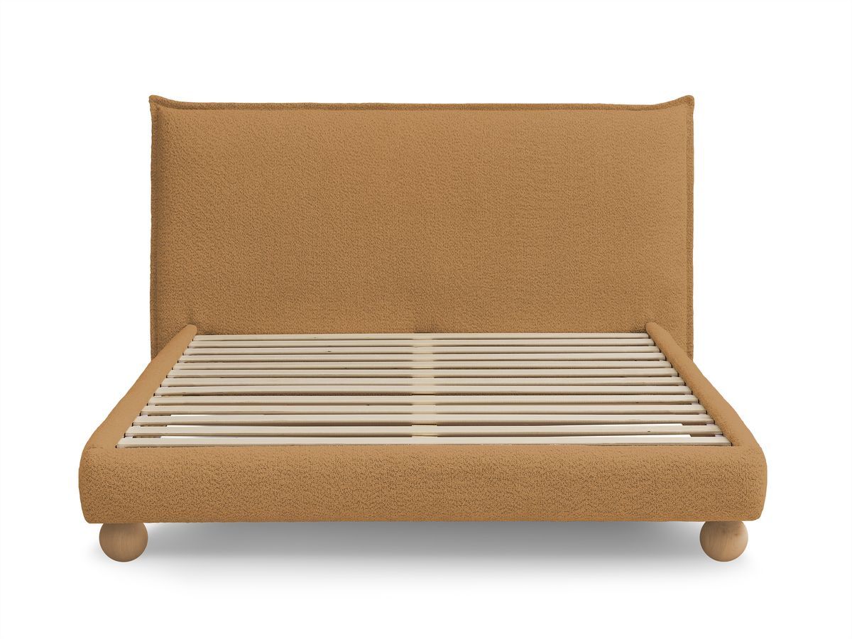 Lit IMERI tissu bouclette avec lattes massives